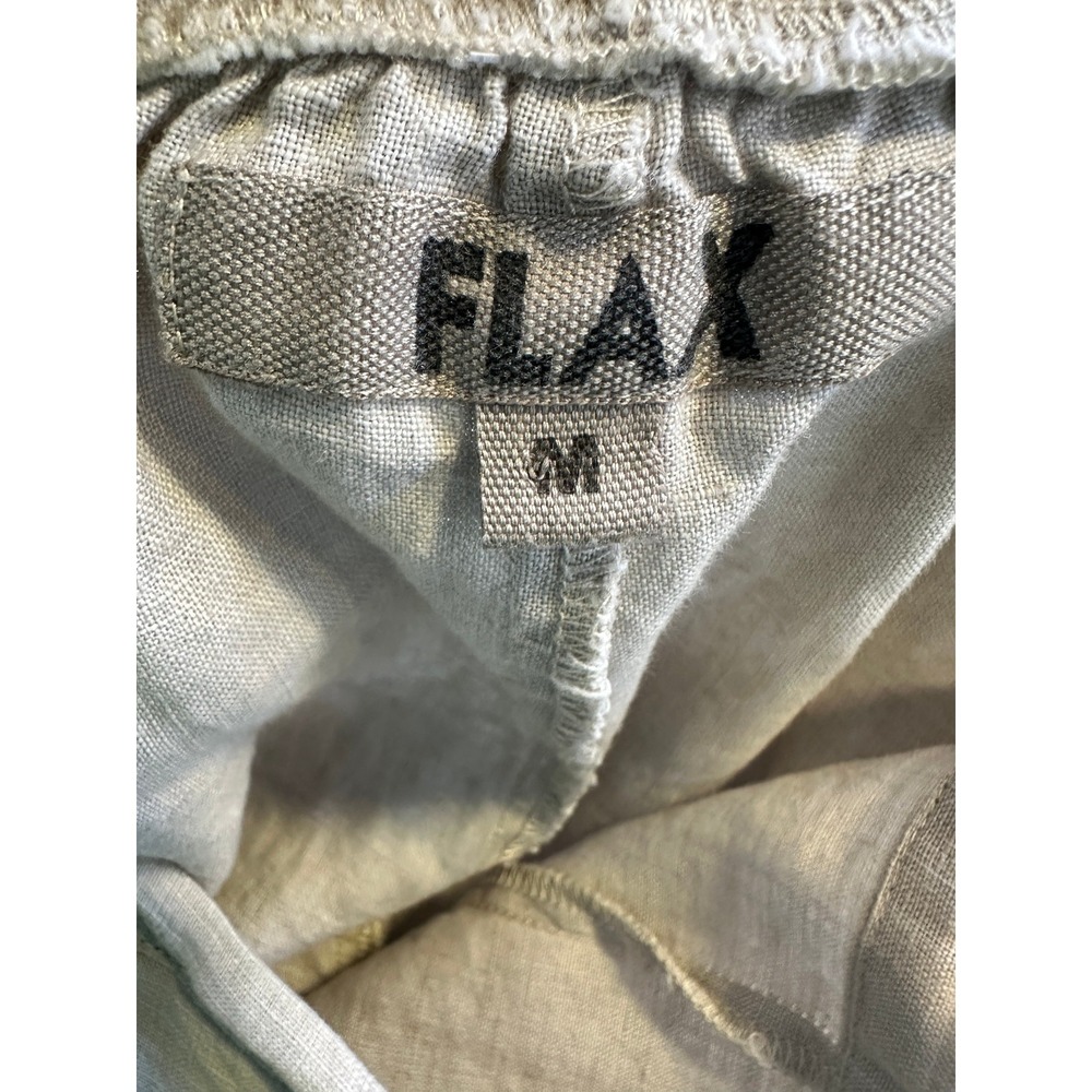 Flax 100% Linen Wide Leg Pants Medium - Large Taupe Tan Elastic Waist Lagonlook - Picture 8 of 15